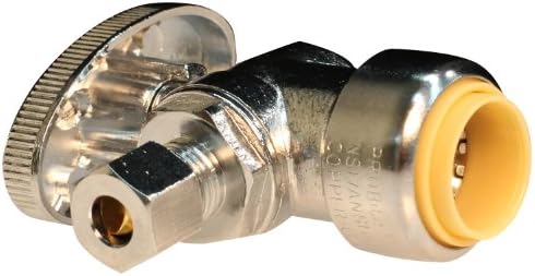 Push Connect PC953A 1/2-Inch Push by 3/8-Inch OD. Comp, Brass Push Fit Quarter Turn Angle Supply Stop