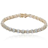 18k Yellow Gold Overlay Sterling Silver Blue Topaz Bracelet, 7.25