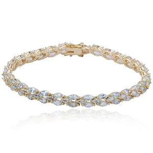 18k Yellow Gold Plated Sterling Silver Blue Topaz Bracelet, 7.25 by