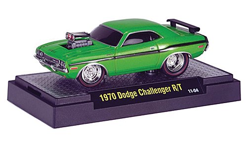 Dodge Challenger R/T, verde-met., versione tuning, 1970, modello di automobile, modello prefabbricato, M2 Machines 1:64 Dodge Challenger R/T, verde-met., versione tuning, 1970, modello di automobile, modello prefabbricato, M2 Machines 1:64