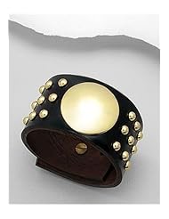 Black Leather Bracelet In White Base