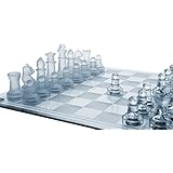 Glass Chess Set, 3 Sizes - 7.5" - 10" - 14" - Elegant Design- Durable Build- Fully Functional - 32 Frosted & Clear Pieces - Felted Bottoms- Easy to Carry- Reassuringly Stable - Perfect Gift!