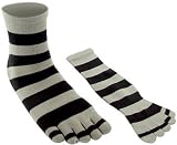 Adult Black & Gray Striped Toe Socks