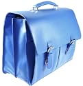 Lucrin - Sky Blue leather Soft briefcase 2 compartments