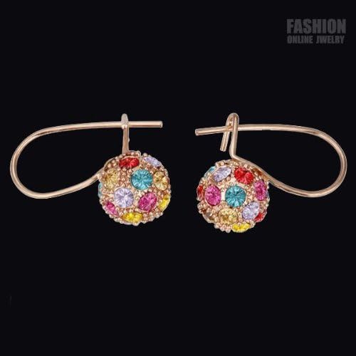 Poppular earring Fashion 18K Rose Gold Plated Rhinestones Ball Earrings By Mary J