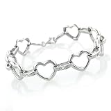 Sterling Silver & Diamond Hearts Bracelet - 7.5"