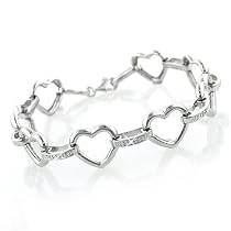Sterling Silver & Diamond Hearts Bracelet - 7.5"
