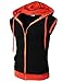 H2H Mens Useful Active Fashion Sleeveless Hoodie Zip-up Vest BLACKORANGE US S/Asia M (JNSK31)