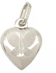 14k White Gold Butterfly Heart Charm Jewelry 12.5mm