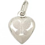 Butterfly Heart Charm 14k White Gold 12.5mm