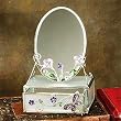 Butterfly & Flower Glass Jewelry Trinket Box with Mirror