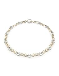 Bling Jewelry Gold Vermeil Sterling Modern Two Tone Round Link Necklace 18in