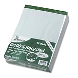 Ampad 100% Recycled Perforated Ruled 50 Sheet 8 1/2 x 11 3/4 Inch White Pads 12 Pack (20-172)