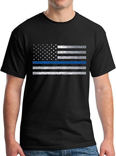 Thin Blue Line T-Shirt - Police Army USA GOP NYPD 2016 Trump Clinton - M - Black