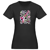 Artsmith, Inc. Women's Fitted T-shirt Dark Rocker Chick - Pink Guitar Heart and Treble Clef