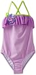 Love U Lots Girls 2-6X Orchid 1 Piece Swimsuit With Ruffle And Flower