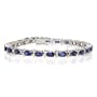 10k White Gold Oval Cut Lab-Created Sapphire Bracelet, 7"