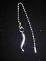 Italian Horn Cornuto Fan Pull Fine Pewter Evil Eye Ward