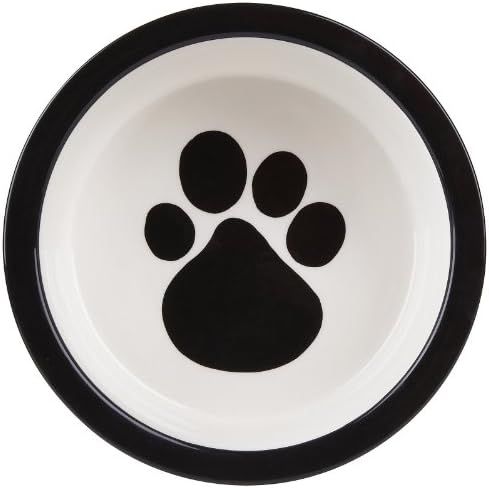 Melia Pet Paw Ceramic Dog Bowl - Black - Medium