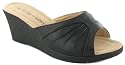 Ever So Soft "Juliana" Ladies Slip On Mule Wedged Sandal Shoes - Black