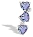 14K White Gold Genuine Heart Tanzanite and Diamond 3-Stone Pendant