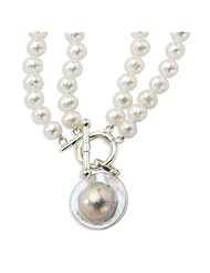 Sterling Silver 2-strand 8-9mm FW Cultured Pearl/Pearl Disc Necklace