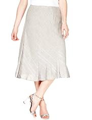 Plus A-Line Satin Striped Long Skirt