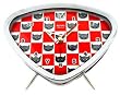 Gray Kitty Cat Red and White Checkered Alarm Clock