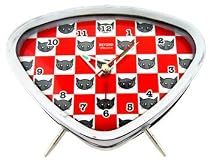 Gray Kitty Cat Red and White Checkered Alarm Clock