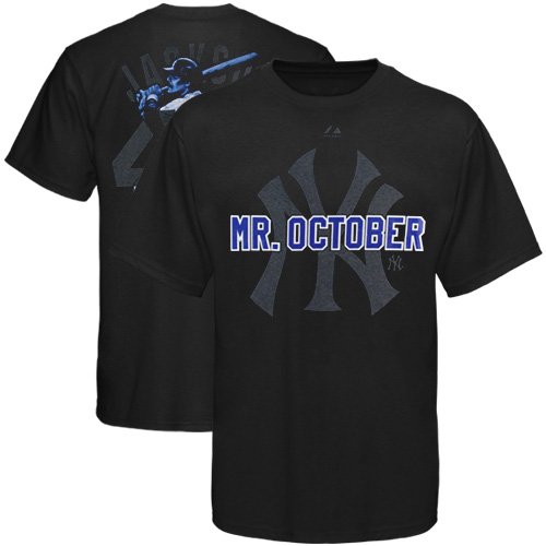 Majestic New York Yankees #44 Reggie Jackson Black Notorious Player T-shirt (Small)