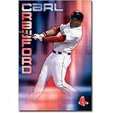 Professionally Framed Boston Red Sox Carl Crawford Sport Poster Print - 22x34 with RichAndFramous Black Wood Frame