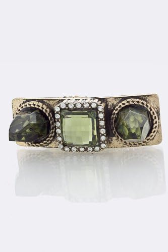 TRENDY FASHION JEWELRY JEWEL TRIO TWO FINGER RING BY FASHION DESTINATION | (Green)
