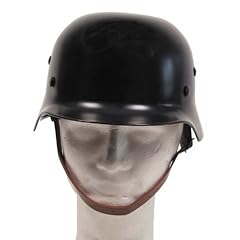 Stahlhelm WW II, mit Leder-Innenteil -schwarz-