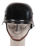 Stahlhelm WW II, mit Leder-Innenteil -schwarz-