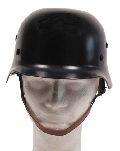 Stahlhelm WW II, mit Leder-Innenteil -schwarz-