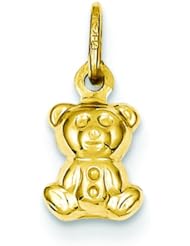 14K Yellow Gold Teddy Bear Charm Pendant Jewelry