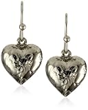 1928 Jewelry Silver Heart Charm Earrings
