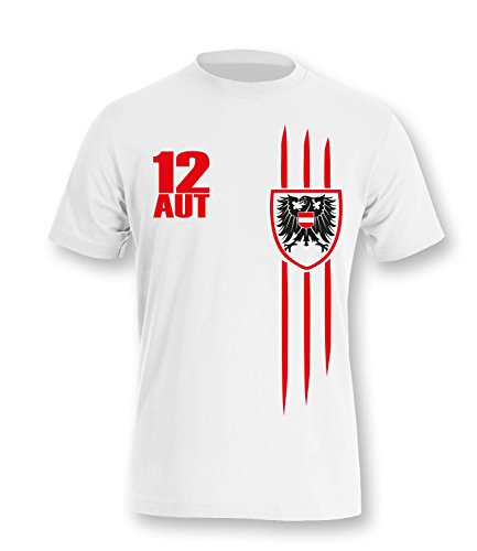 Luckja EM 2016 Trikot Ösrerreich Kinder T-Shirt Weiss-/Rot Grösse 110/116