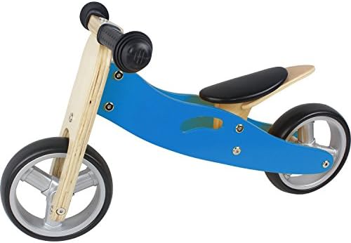 Nicko Toys - Mini 2 in 1 Blue Wooden Balance Bike Trike - Can be a Bike or a Trike