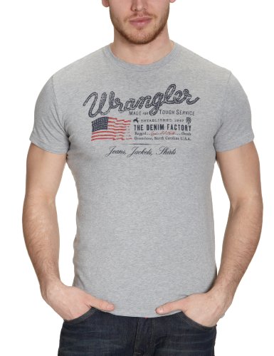 Wrangler Herren T-Shirt W7742FK37, Gr. 48/50 (M), Grau (mid grey mel 37) Preisvergleich