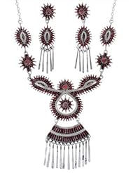 Red Oyster Shell Sterling Silver Link Necklace Earrings Set AS28901