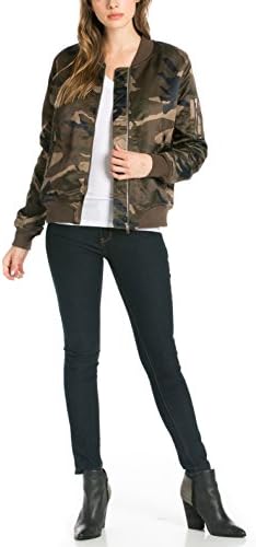 Women's Camo Army Puffer Bomber Jacket Small