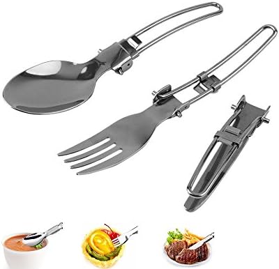 Ma Fang Outdoor Portable Flatware Camping Travel Folding Utensil Set Fork Spoon and Knife