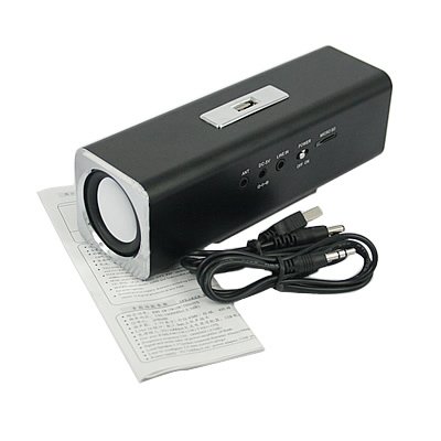Music Angel Mini MP3, MP4, CD, iPod, iPhone, PC, Notebook, Mobile Phone, USB, TransFlash, FM Radio, Speaker, Player - Black Color