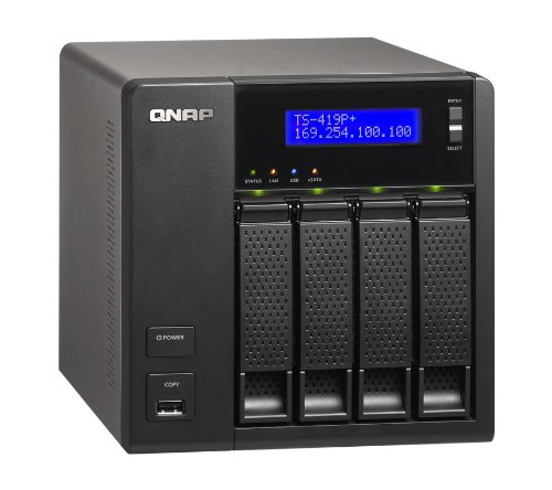 QNAP TS-419P+ Turbo NAS 4 Bay with 1.6GHZ, 512MB iSCSI iTunes Server, Media Server, Web Server, Surveillance Server, iPhone Streaming