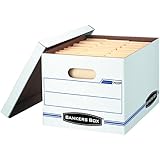 Bankers Box Stor/File Storage Box with Lift-Off Lid, Letter/Legal, 12 x 10 x 15 Inches, White, 4 Pack (0070308)