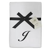 Allure Home Creations 100-Percent Cotton Monogrammed Velour Bath Towels, White, J