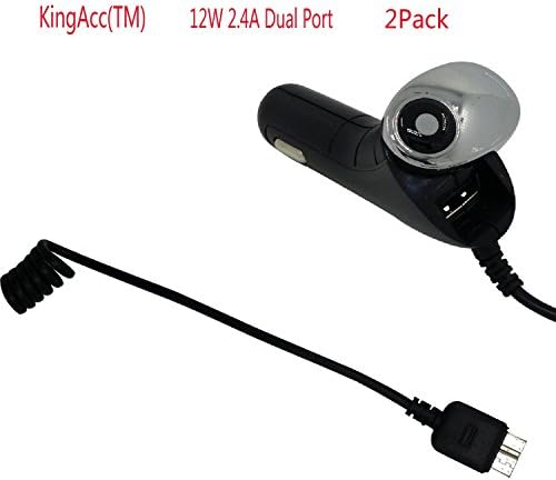 Car Charger,KingAcc(TM) [FCC CE Certified] 2-Pack 12W Portable Dual-Port Rapid USB Car Charger QuickSmartTM Technology with Retractable Extended Long 1.5m / 5 Ft Coil Charging Cable for Samsung Galaxy S5 / Galaxy Note 3 -1 Year Warranty
