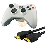 White Silicone Skin Case for Microsoft xBox 360 Controller + HDMI M/M Cable 1.3 , 3 FT
