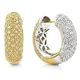 14K White & Yellow 2.00ct Diamond Pave Reversible Hoop Earrings